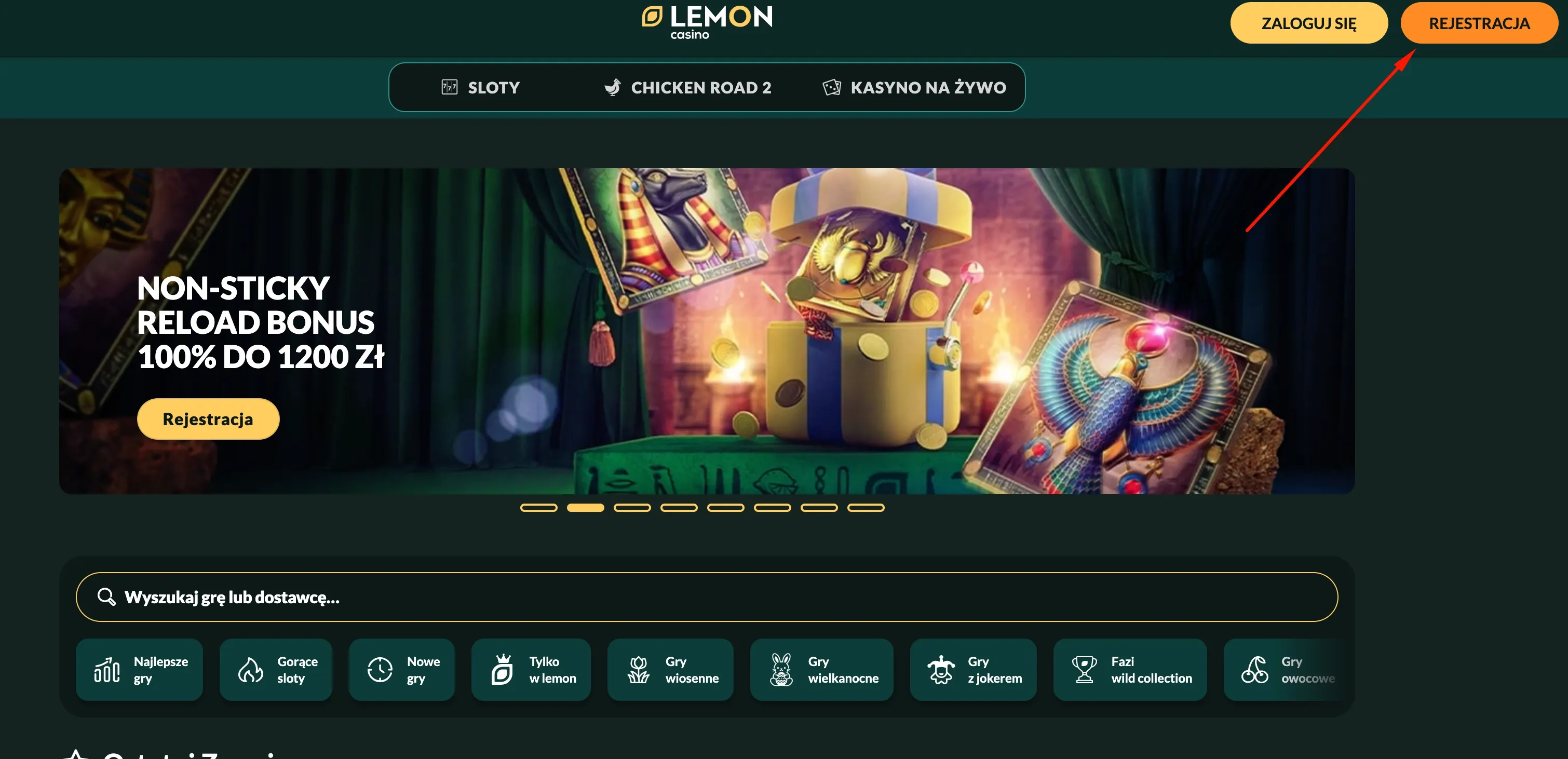 Wejdź na stronę Lemon Casin